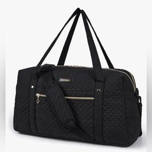 NEW BAGSMART Quilted Duffel Bag Black Travel Bag